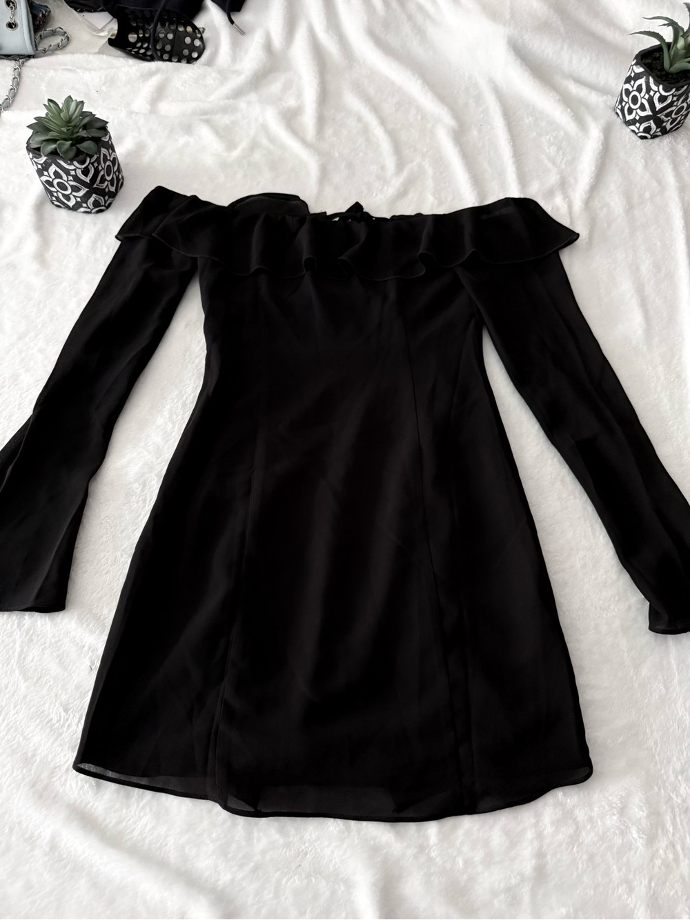 New Princess Polly Mollins Long Sleeve Black Mini Dress 2 nwt - Picture 12 of 14